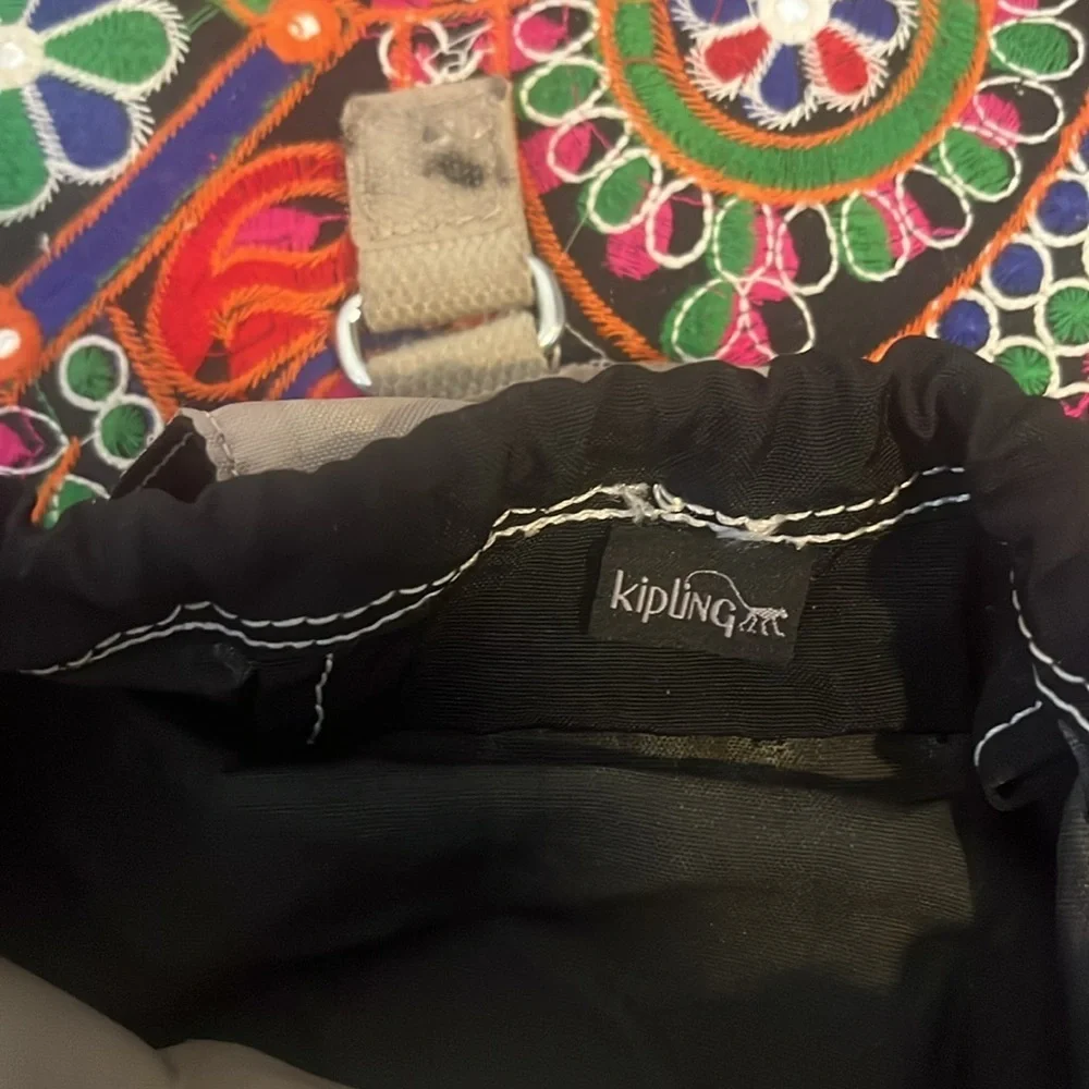 vintage Kipling DELIA Mini backpack  black bag Zippers Drawstring